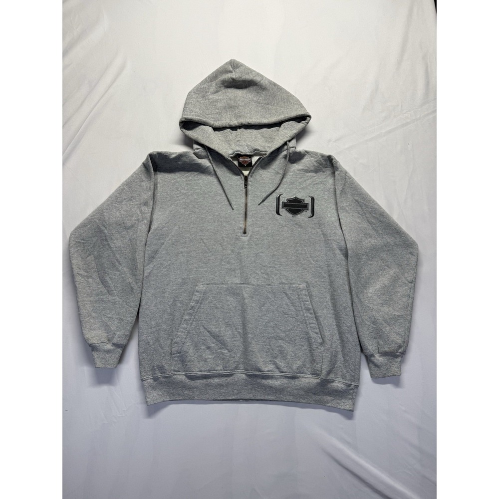 Harley-Davidson 1/4 Zip Rochester MN Hoodie Men's M Gray Sweater Motorcycle USA